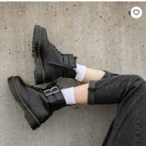 Dr. Martens bacle   zip lace black leather  moto boots 11-eye men's  size 42/10